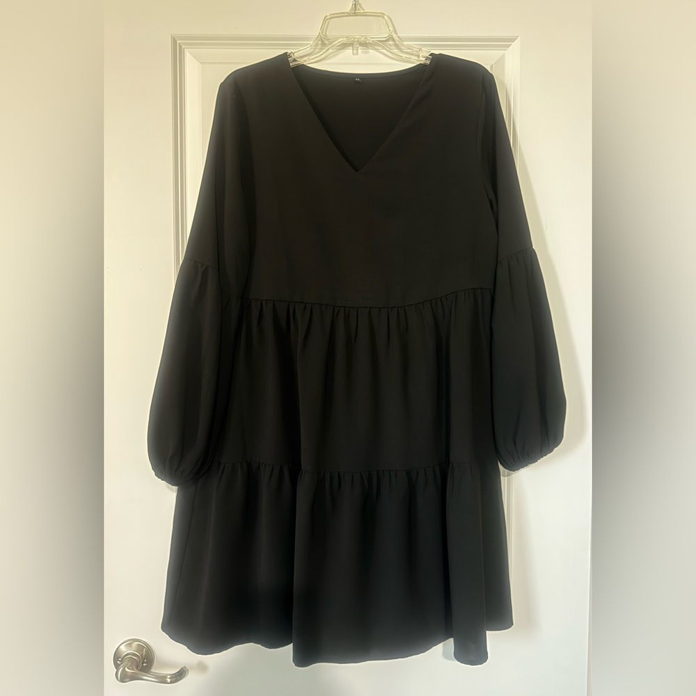 Elegant Black V-Neck Dress